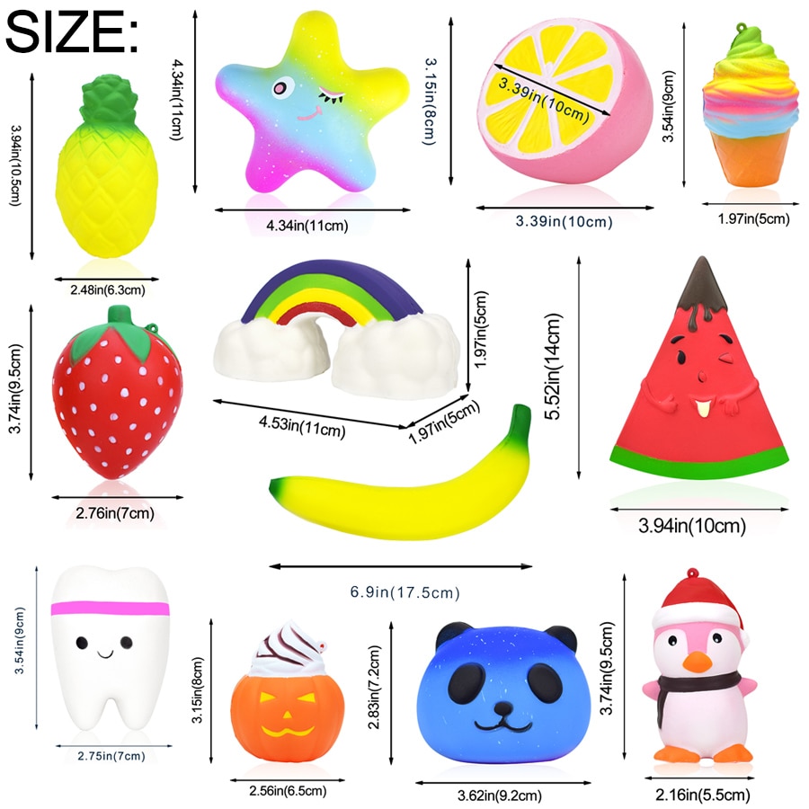 Kawaii Squishy Toys Fruit Animal Funny Slow Rising Antistress Squishies Educational Children Toy Cute Party Home Decoration Gift