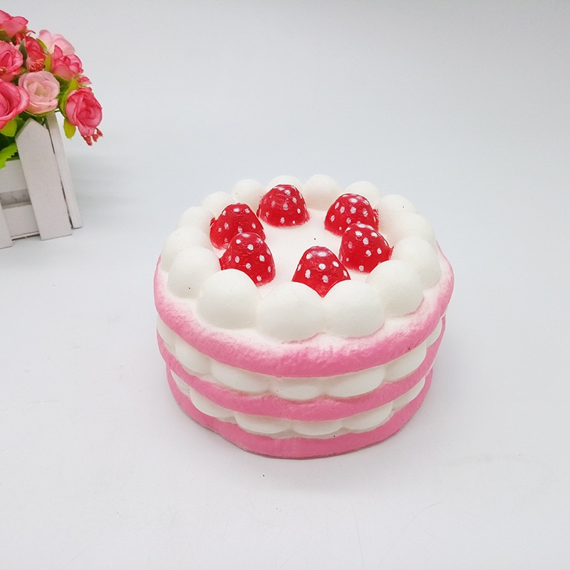 New slow rebound toy beautiful Squishy anti-stress strawberry mini cake, slow rebound ice cream bite a bite pu simulation rainbo