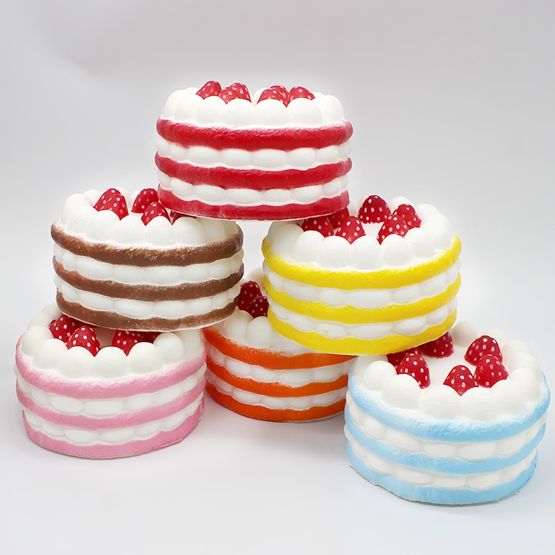 New slow rebound toy beautiful Squishy anti-stress strawberry mini cake, slow rebound ice cream bite a bite pu simulation rainbo