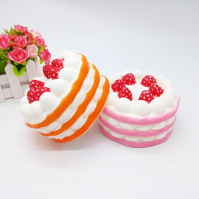 New slow rebound toy beautiful Squishy anti-stress strawberry mini cake, slow rebound ice cream bite a bite pu simulation rainbo