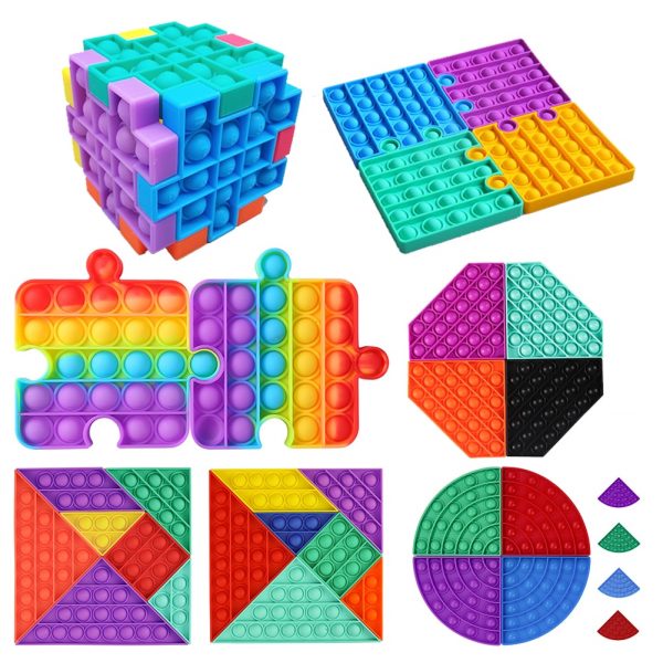 Tangram Tabletop Puzzles Fidget Silicone Toys Anti Stress Relief Luminous Toy Push Bubble Fidget Figet - Image 6