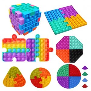 Tangram Tabletop Puzzles Fidget Silicone Toys Anti Stress Relief Luminous Toy Push Bubble Fidget Figet